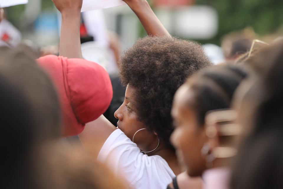 Woman at a protest Woman at a protest